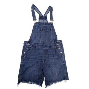 Denim Shortall Overalls –‎ Women's M Medium Wash Frayed Hem